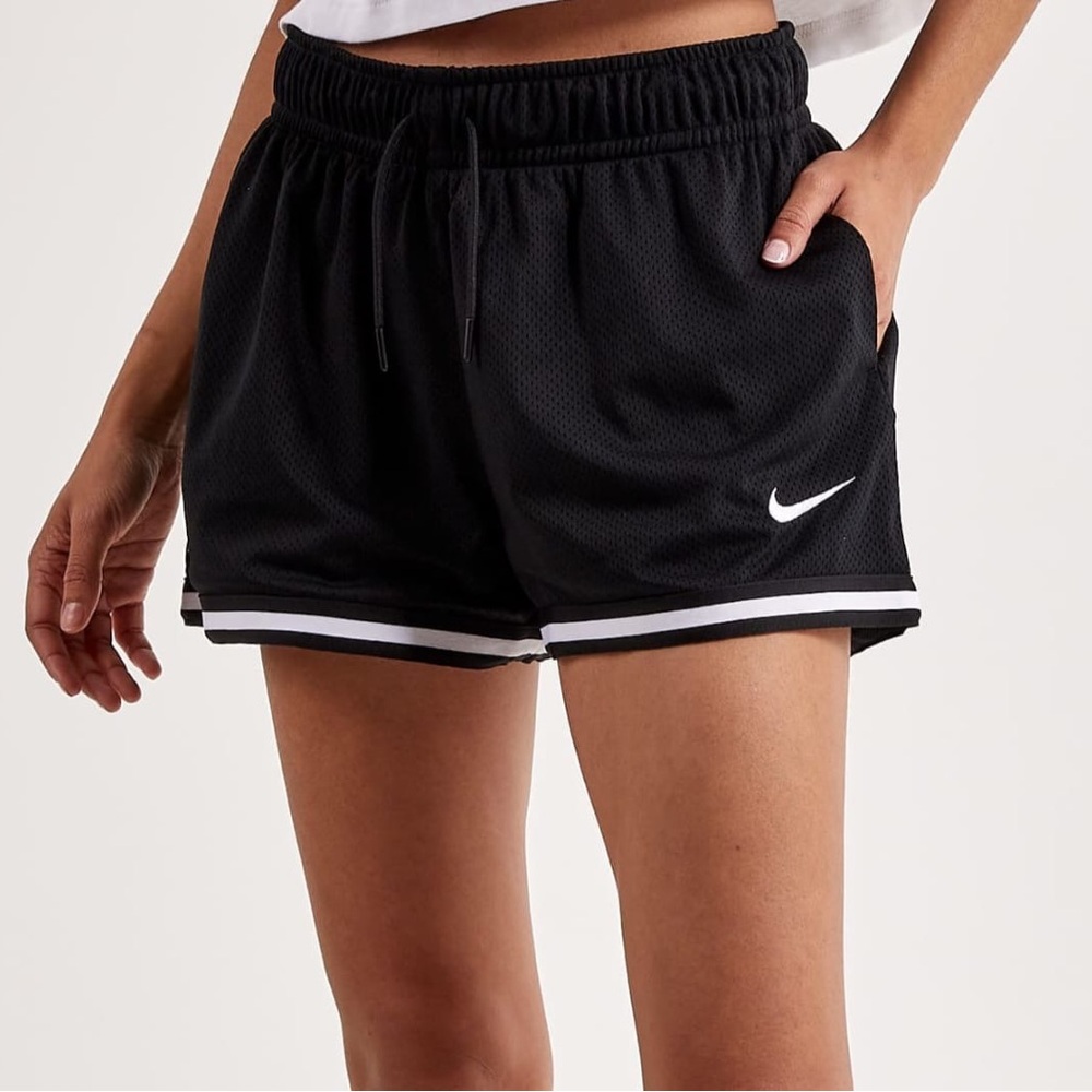 Nike Women's Black Athletic Mesh Shorts with White Trim